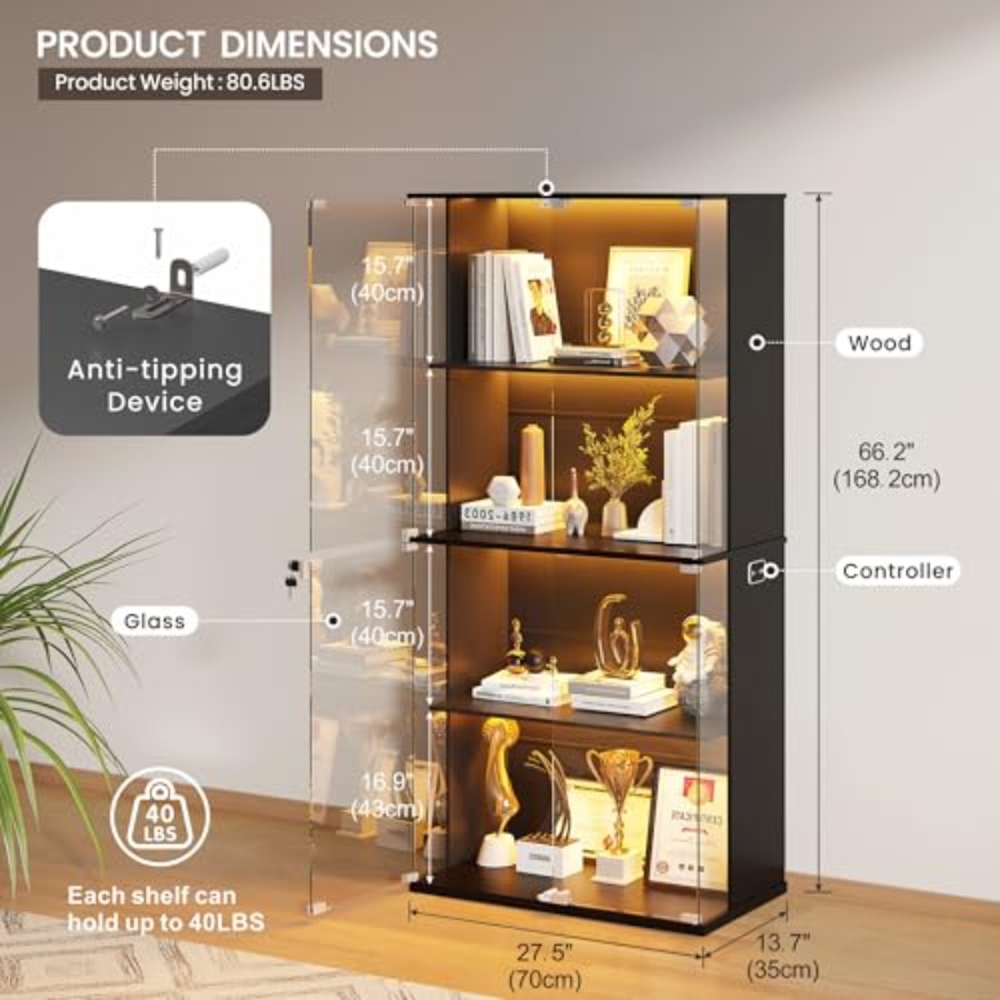 Vetrina Nera con Porta in Vetr - Glass Door Hinge recensione e prezzo